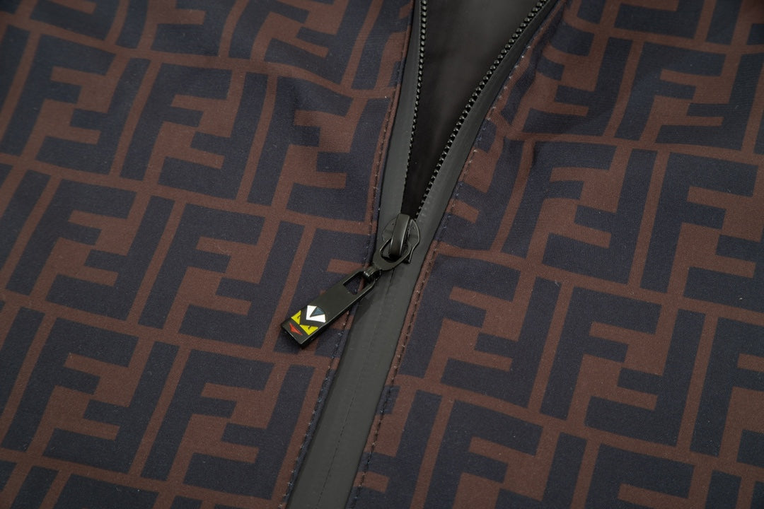 Fendi SS “Small Eyes” Double-Layer Jacket – Premium Brown Memory Fabric
