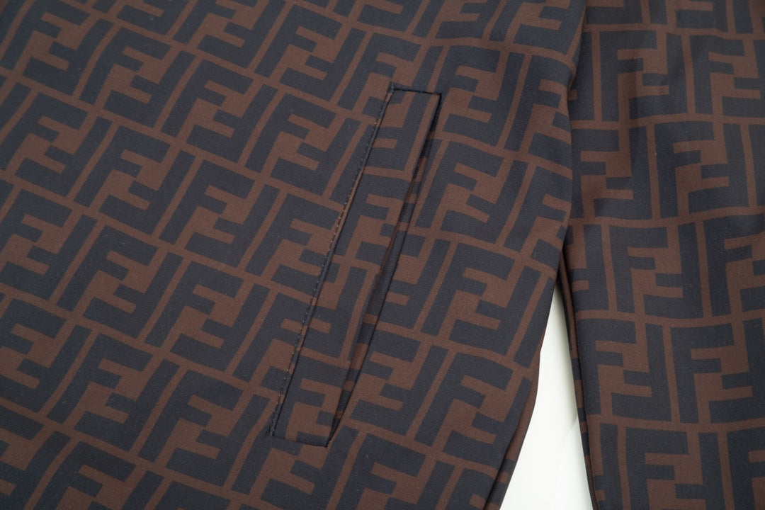 Fendi SS “Small Eyes” Double-Layer Jacket – Premium Brown Memory Fabric
