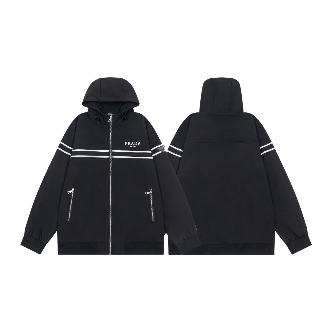 PRADA 24SS Recycled Nylon Jacket – Unisex Hooded & Stand Collar Outerwear