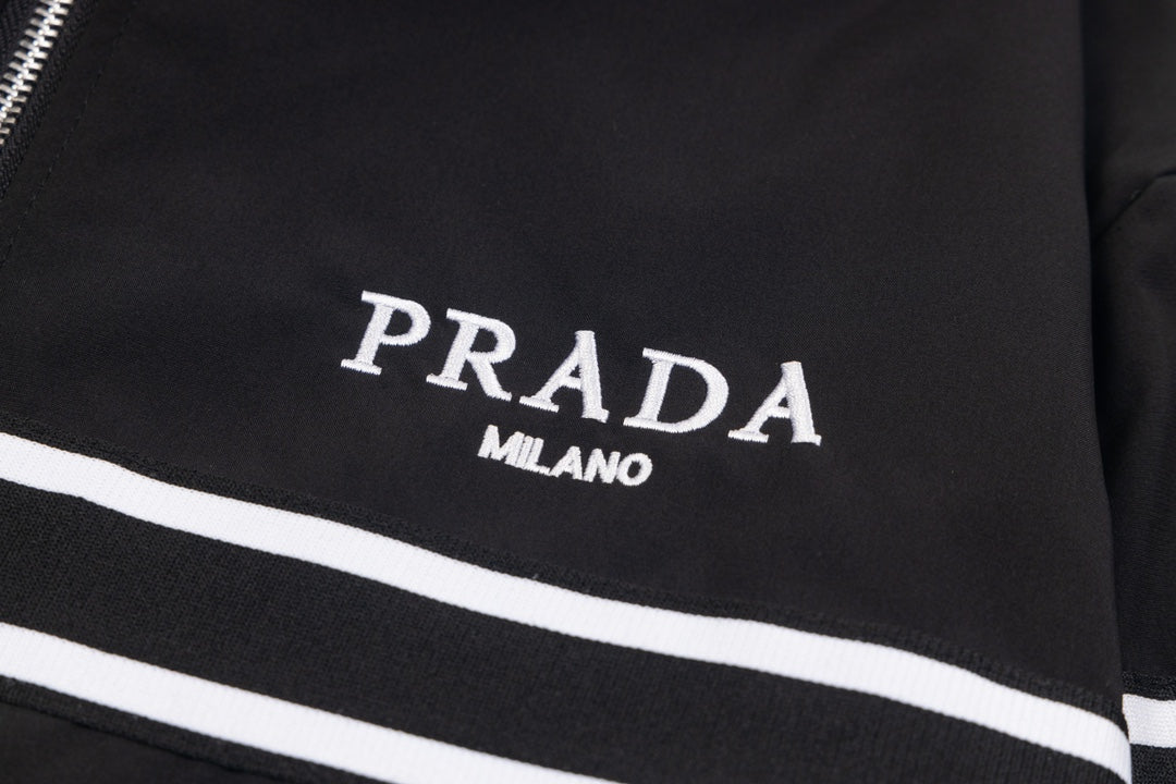 PRADA 24SS Recycled Nylon Jacket – Unisex Hooded & Stand Collar Outerwear