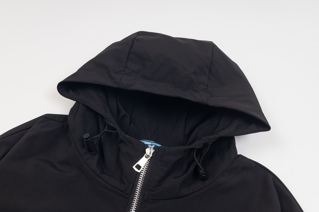PRADA 24SS Recycled Nylon Jacket – Unisex Hooded & Stand Collar Outerwear
