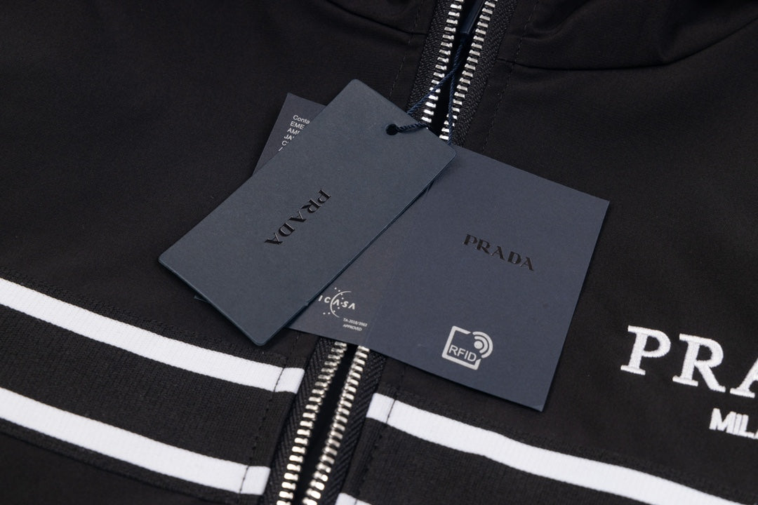 PRADA 24SS Recycled Nylon Jacket – Unisex Hooded & Stand Collar Outerwear