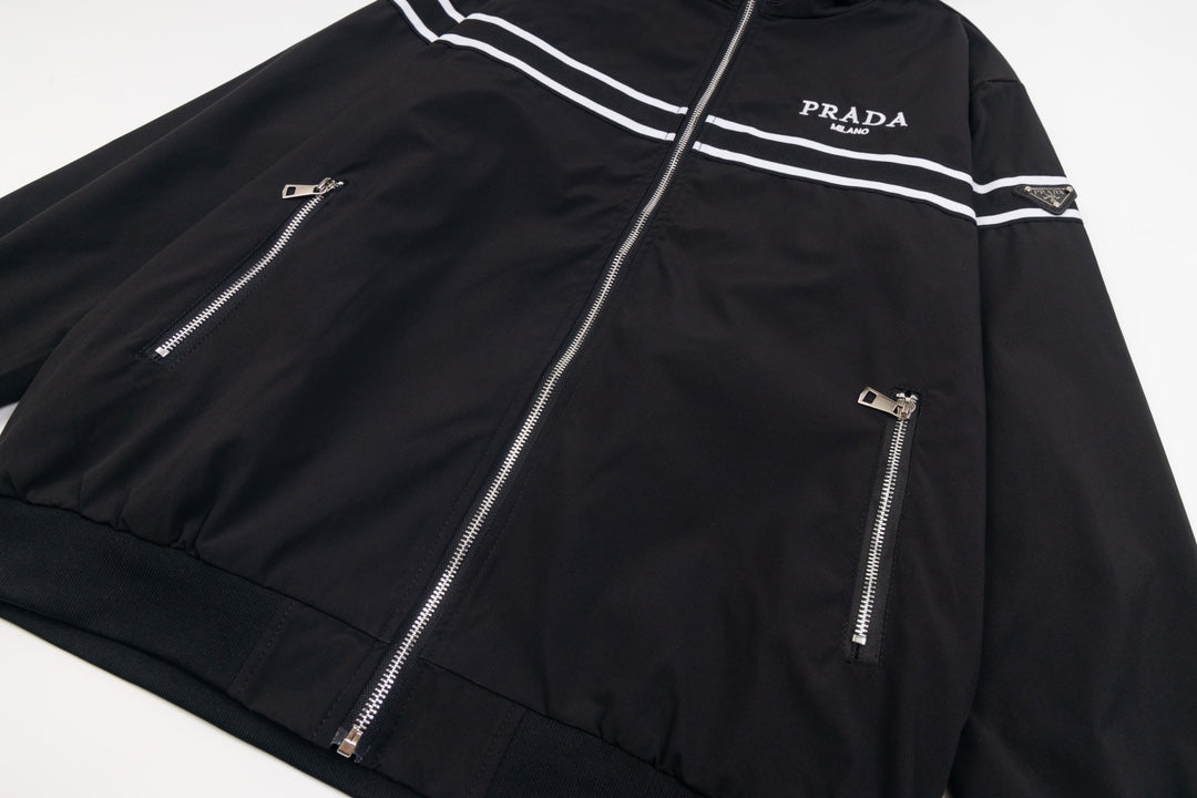 PRADA 24SS Recycled Nylon Jacket – Unisex Hooded & Stand Collar Outerwear