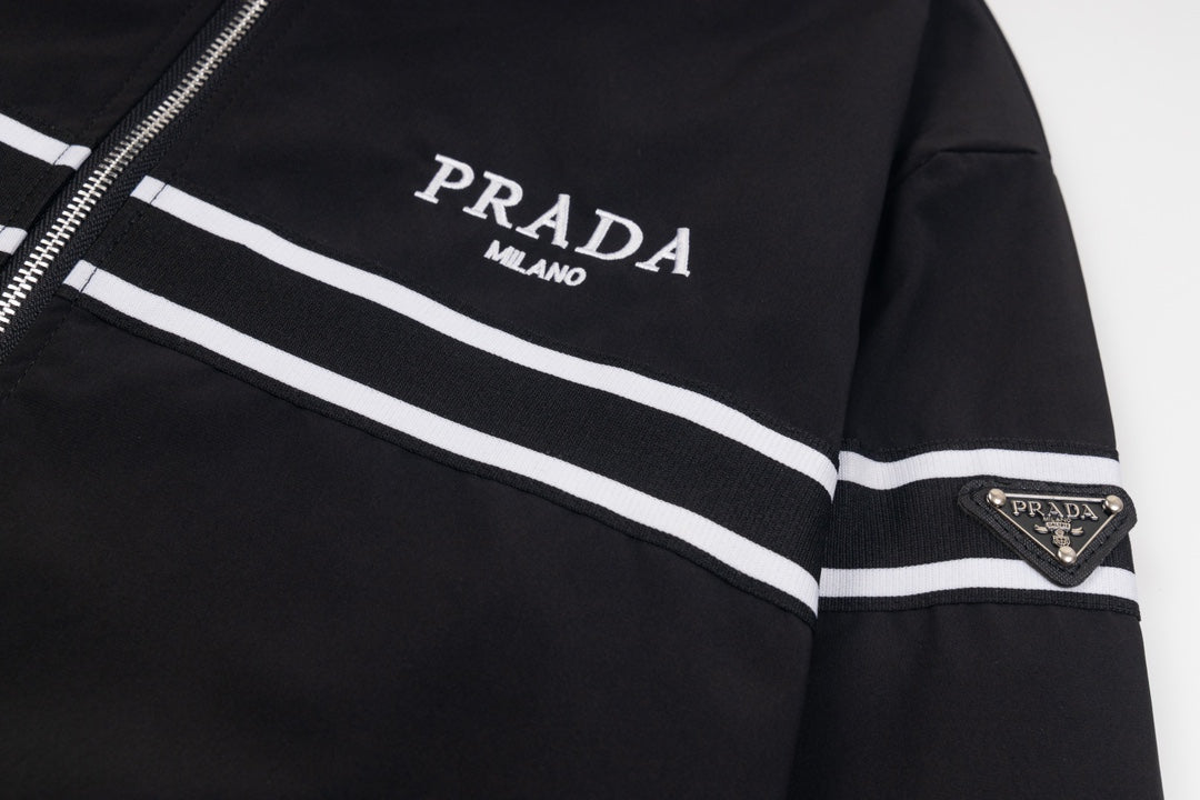 PRADA 24SS Recycled Nylon Jacket – Unisex Hooded & Stand Collar Outerwear