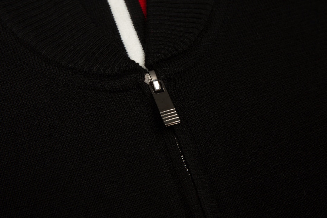 Thom Browne Baseball Zip-Up Cardigan – Classic Striped Knit Sweater