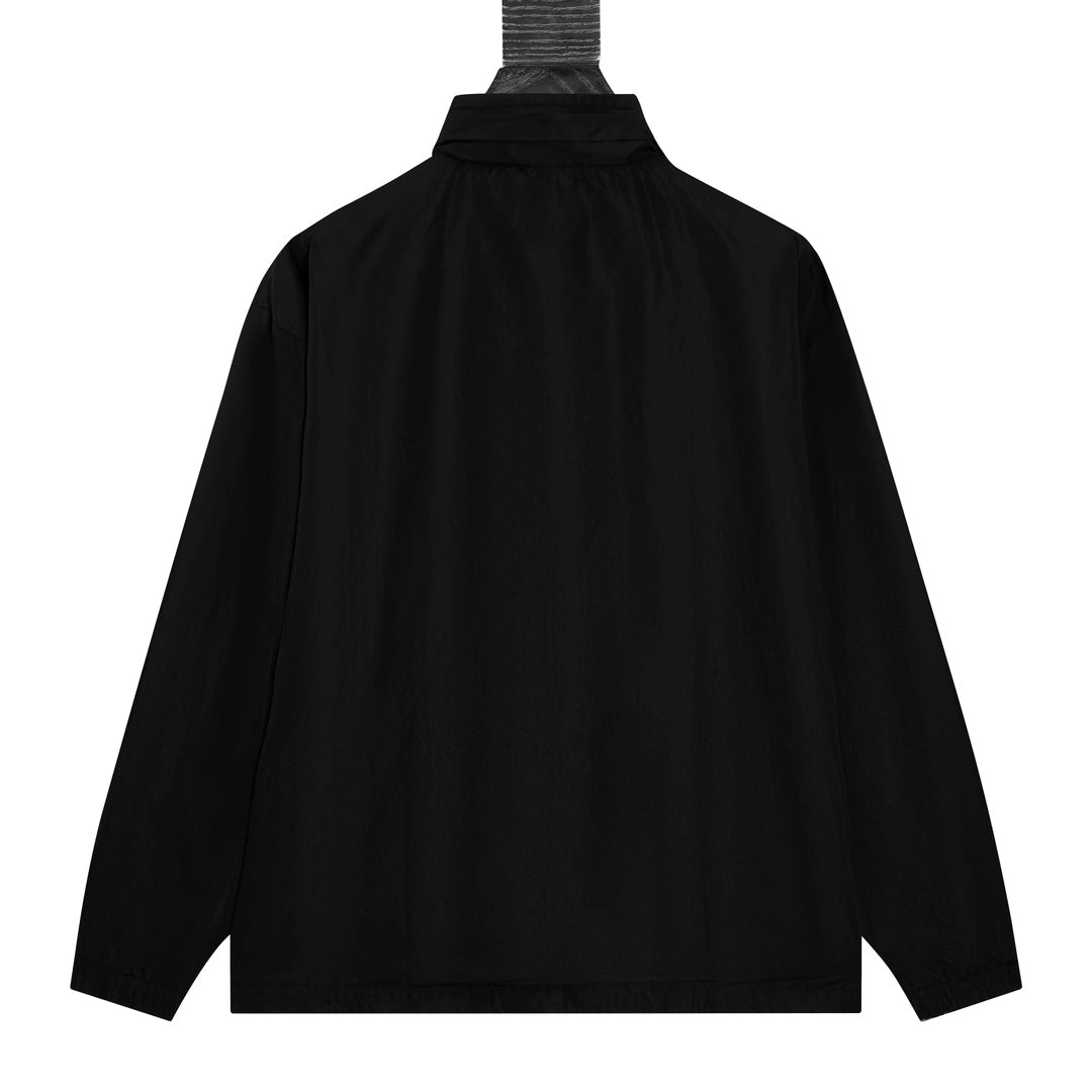 Balenciaga 2024SS KG558 Embroidered Lock-Closure Jacket – Unisex Convertible Hood Outerwear