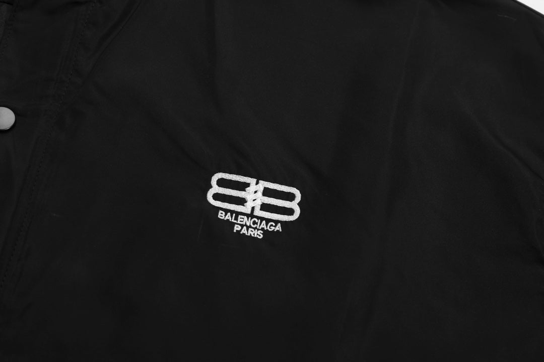 Balenciaga 2024SS KG558 Embroidered Lock-Closure Jacket – Unisex Convertible Hood Outerwear
