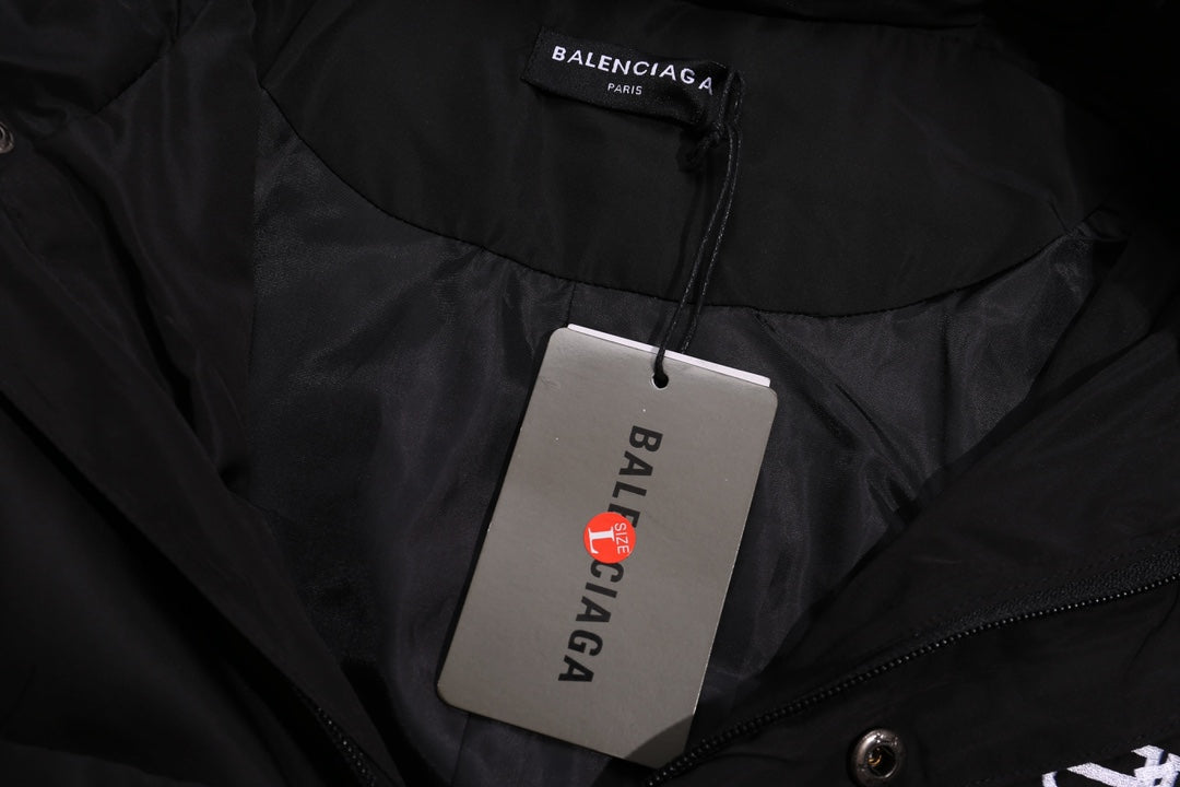 Balenciaga 2024SS KG558 Embroidered Lock-Closure Jacket – Unisex Convertible Hood Outerwear