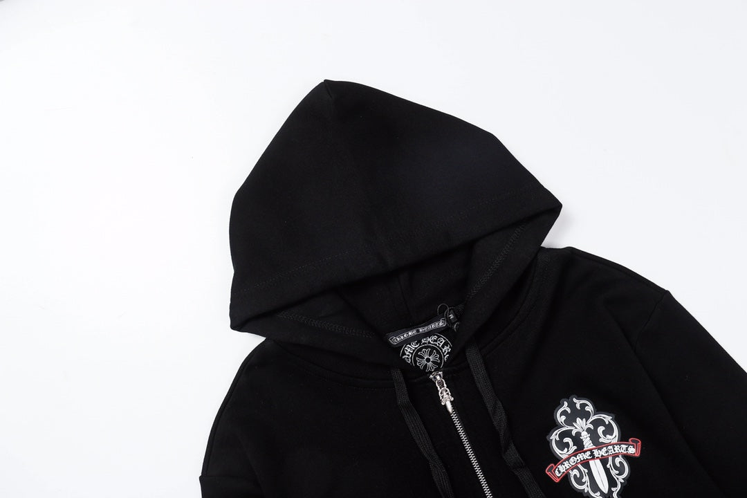 Chrome Hearts 8523 Multi-Graphic Zip Hoodie – Unisex Streetwear Sweatshirt