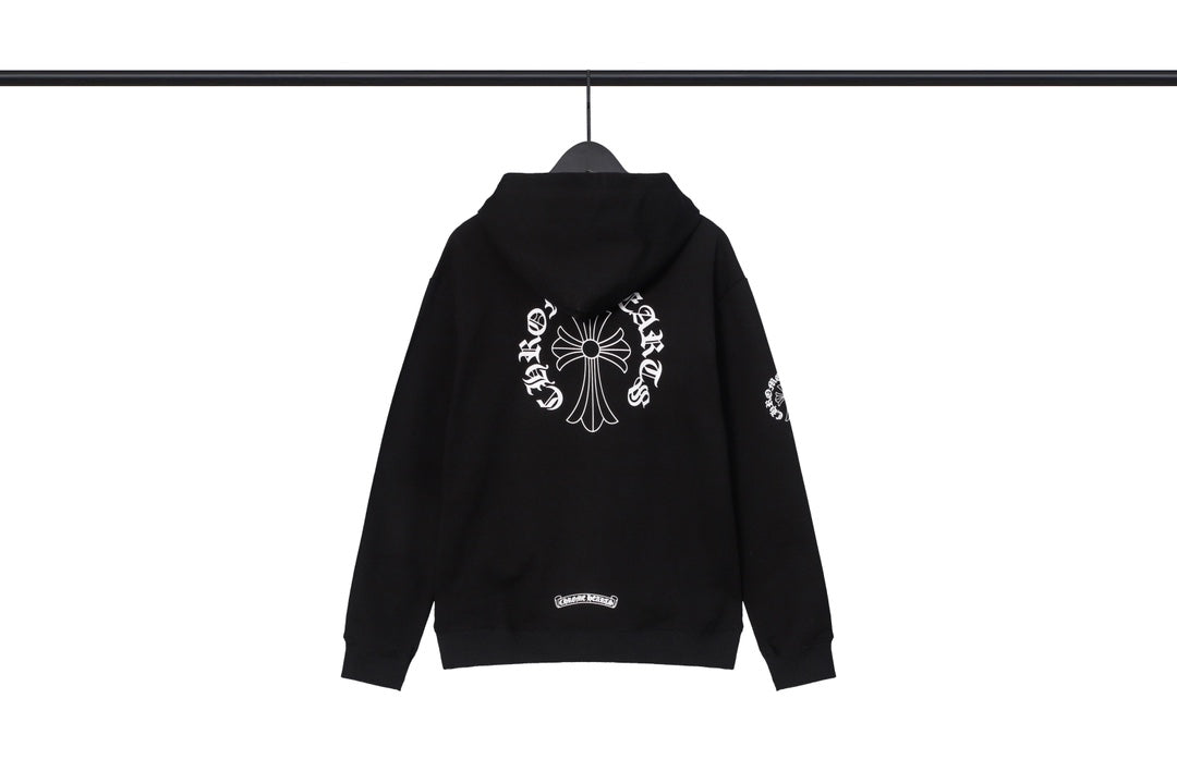 Chrome Hearts 8505 Zip-Up Hoodie & Sweatpants Set – Unisex Oversized Black & White Tracksuit