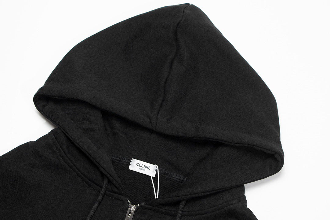 CELINE #210 Embroidered Logo Hoodie – Unisex Oversized Luxury Cotton Sweatshirt