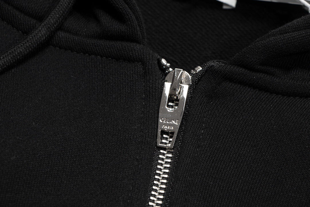CELINE #210 Embroidered Logo Hoodie – Unisex Oversized Luxury Cotton Sweatshirt