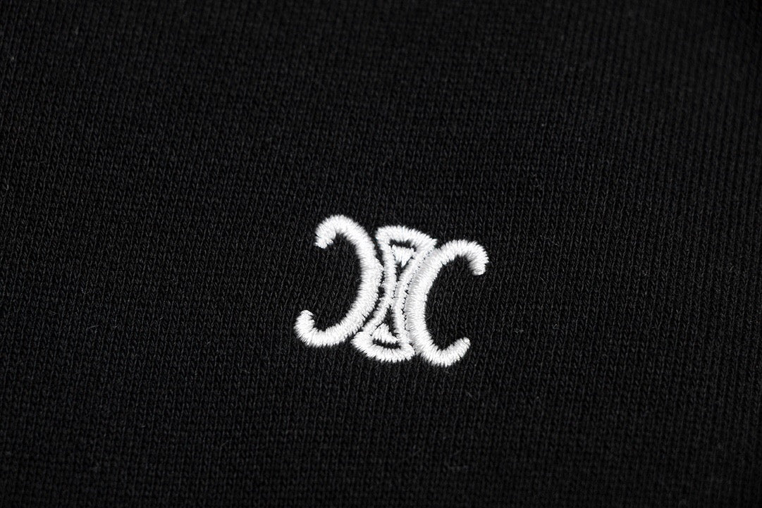CELINE #210 Embroidered Logo Hoodie – Unisex Oversized Luxury Cotton Sweatshirt