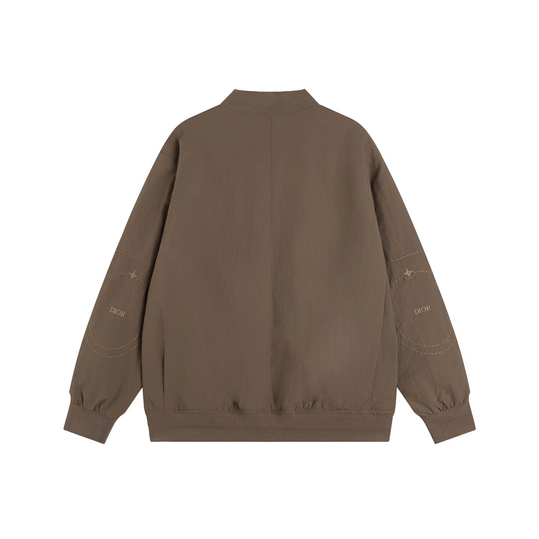Dior × Stone Island Habotai Silk Blend Flight Jacket – Unisex Black Pilot Jacket