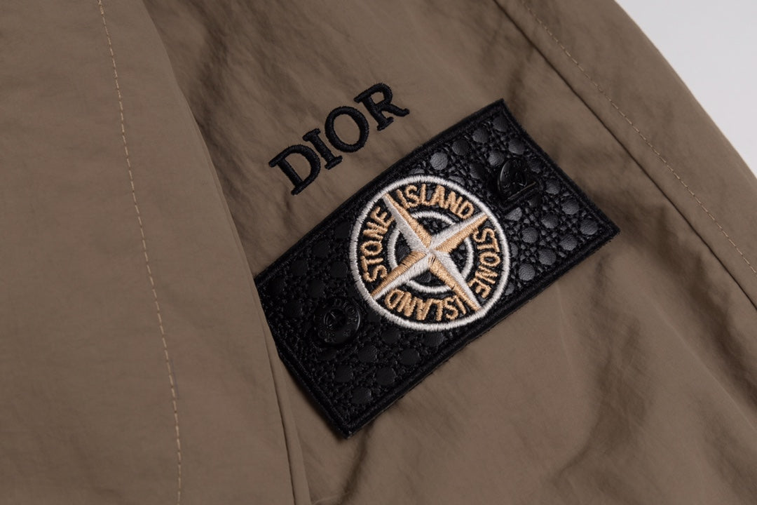 Dior × Stone Island Habotai Silk Blend Flight Jacket – Unisex Black Pilot Jacket