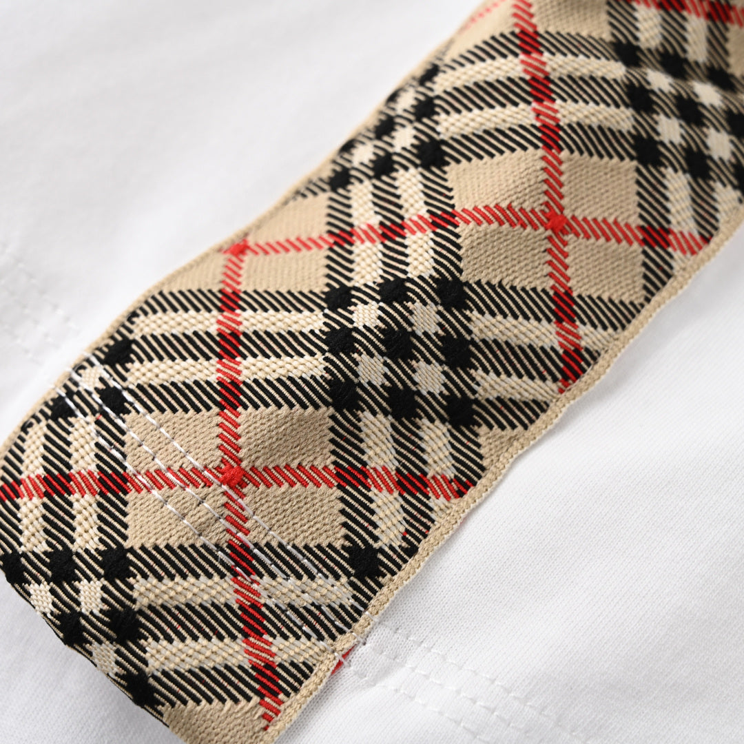Burberry EKD Embroidered T-Shirt with Check Shoulder Detail