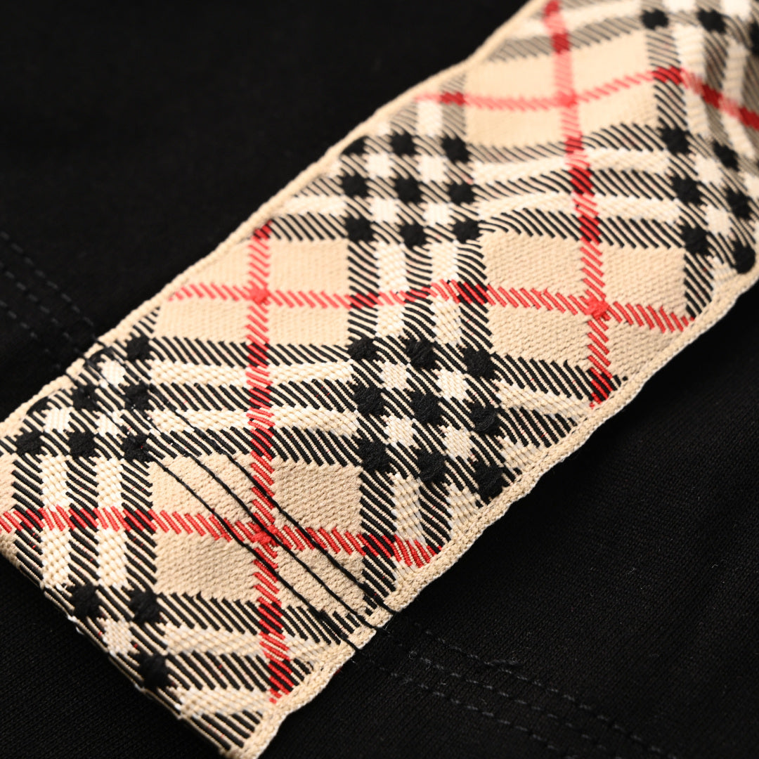 Burberry EKD Embroidered T-Shirt with Iconic Check Shoulder Trim (Premium Version)