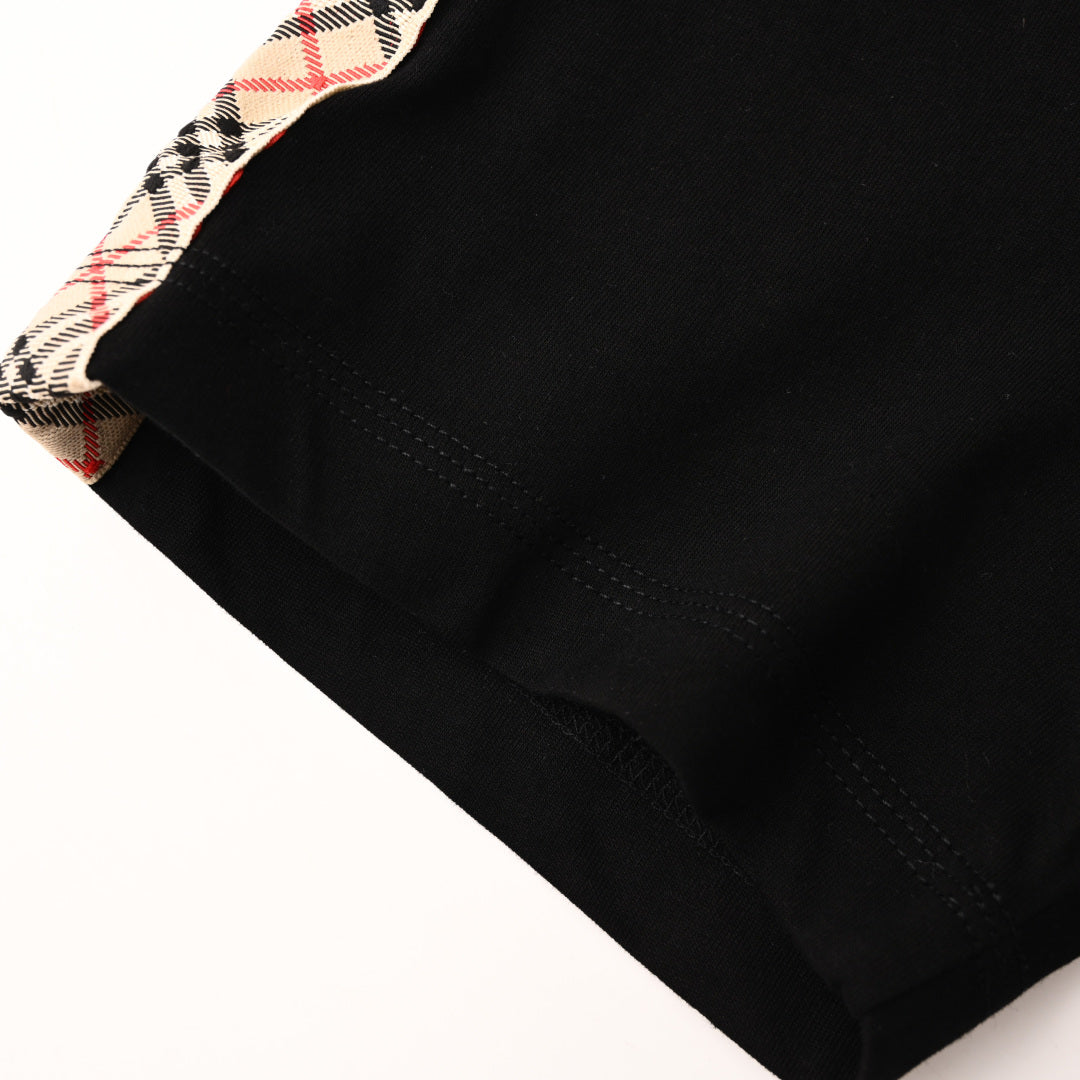 Burberry EKD Embroidered T-Shirt with Iconic Check Shoulder Trim (Premium Version)