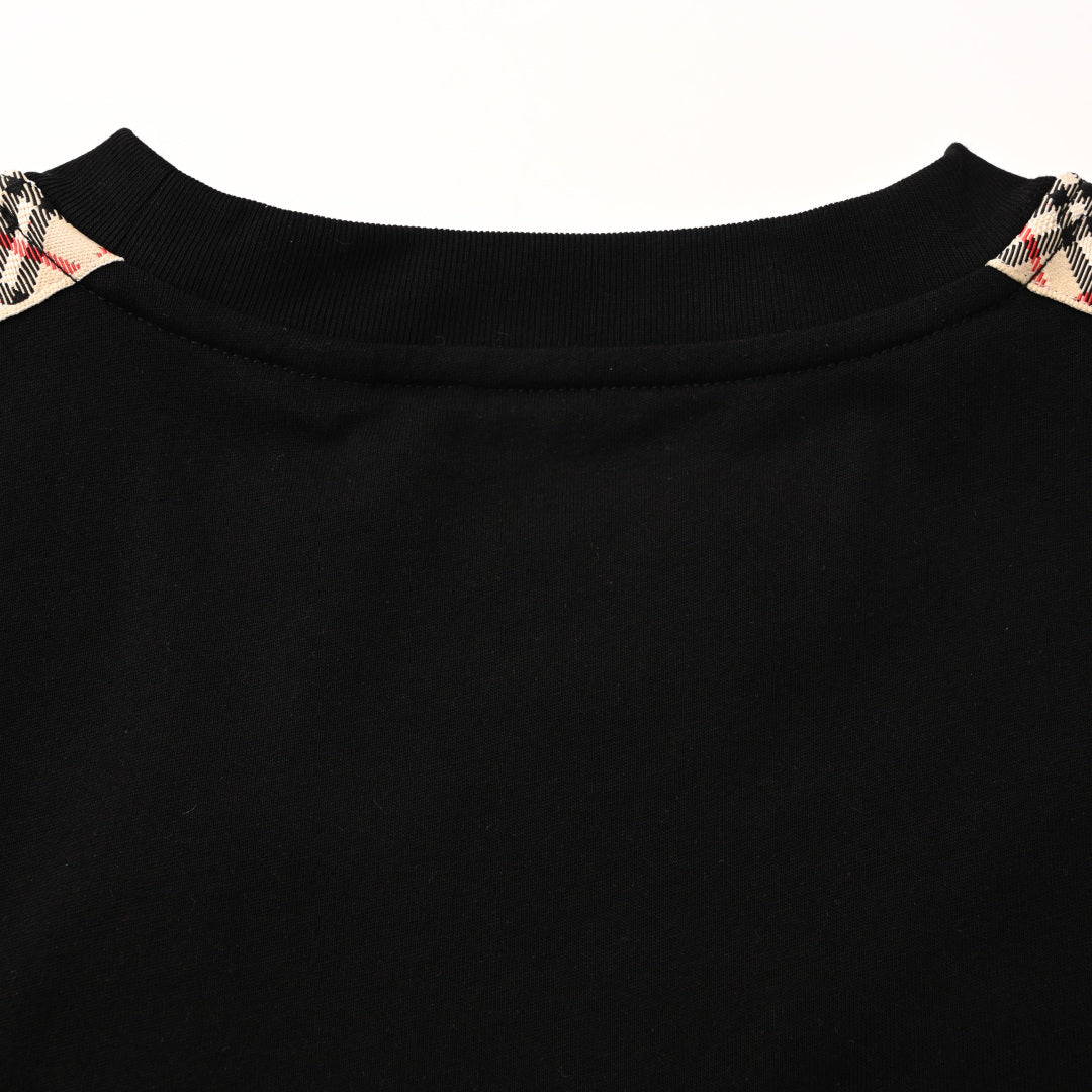Burberry EKD Embroidered T-Shirt with Iconic Check Shoulder Trim (Premium Version)