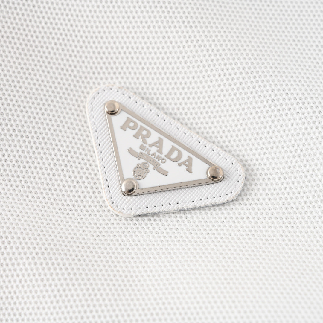 Prada PRD Triangle Logo Zip Polo Shirt – Luxury Piqué Cotton Short Sleeve