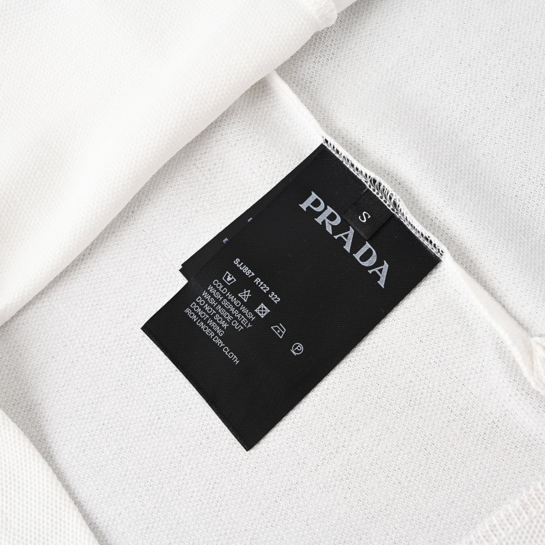 Prada PRD Triangle Logo Zip Polo Shirt – Luxury Piqué Cotton Short Sleeve