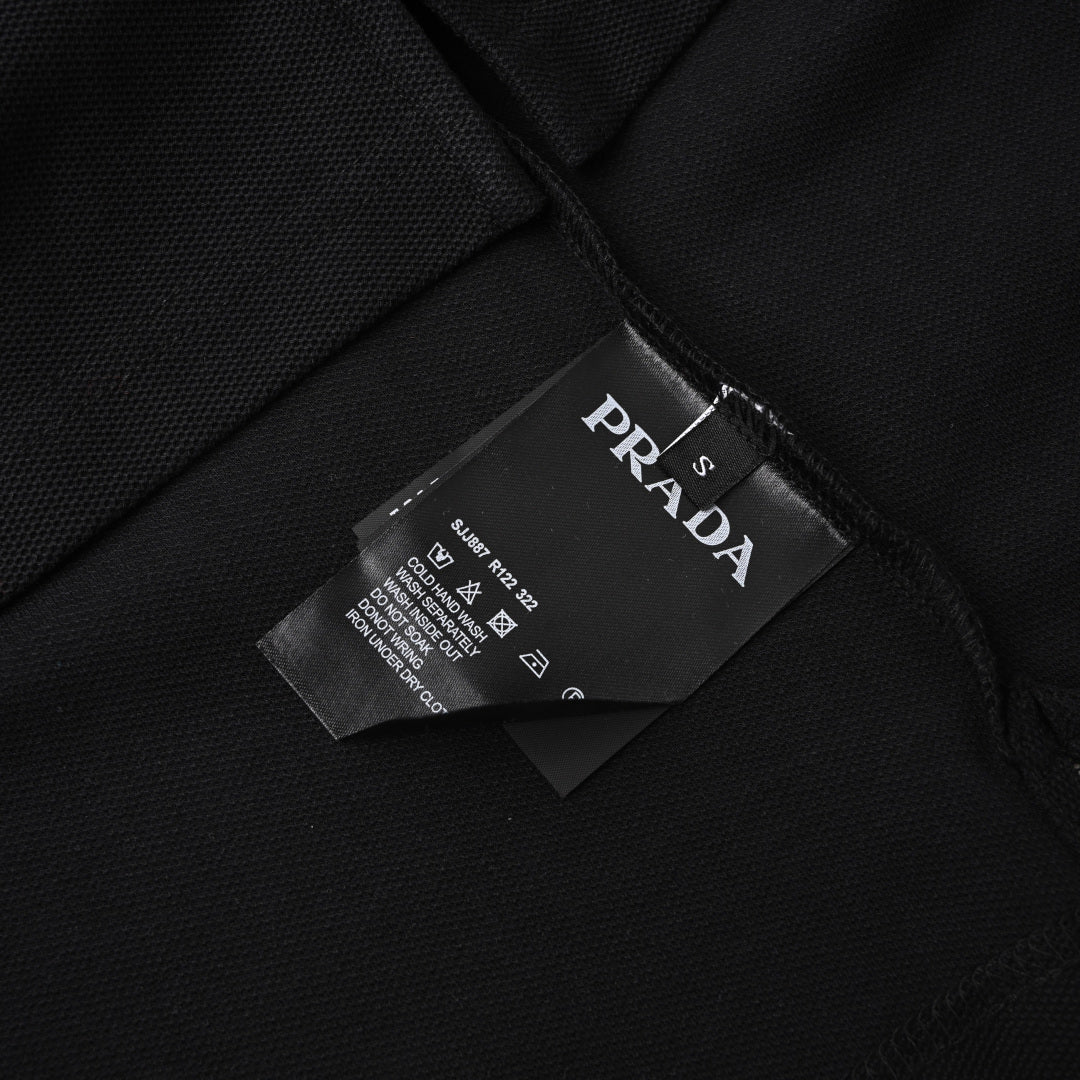 Prada PRD Triangle Logo Zip Polo Shirt – Premium Piqué Cotton Short Sleeve