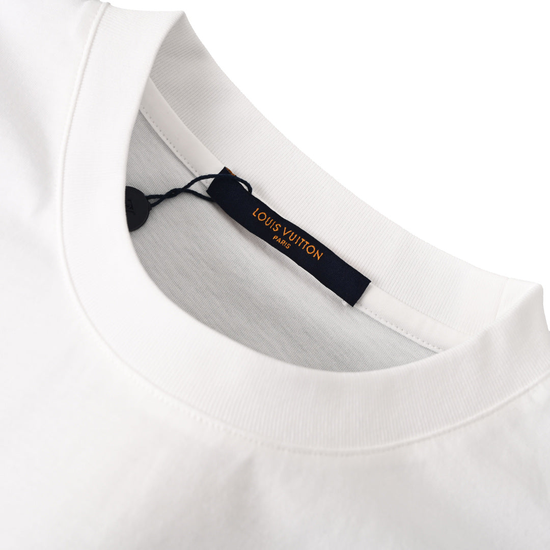 Louis Vuitton LV Flocked Logo T-Shirt – Premium Cotton Short Sleeve
