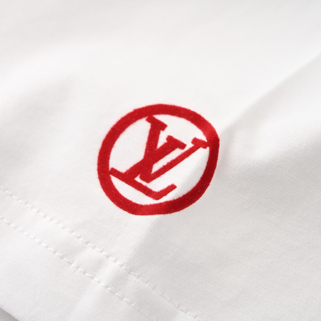 Louis Vuitton LV Flocked Logo T-Shirt – Premium Cotton Short Sleeve