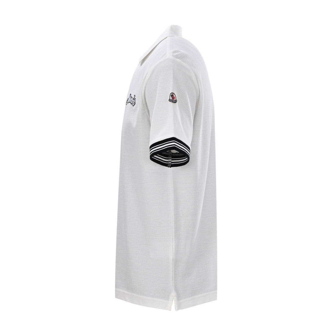 Moncler MC Signature Embroidered Polo Shirt – Premium Piqué Cotton Short Sleeve