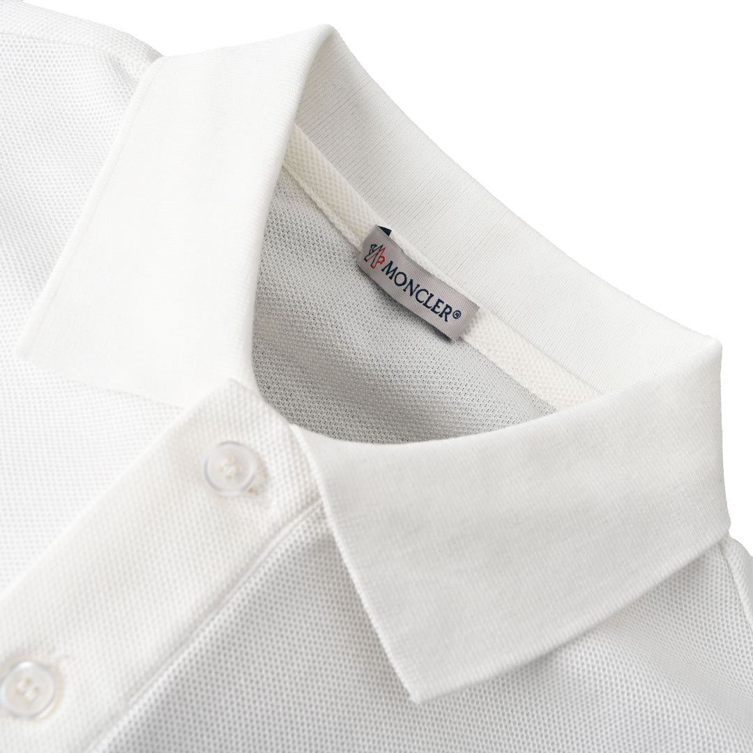 Moncler MC Signature Embroidered Polo Shirt – Premium Piqué Cotton Short Sleeve