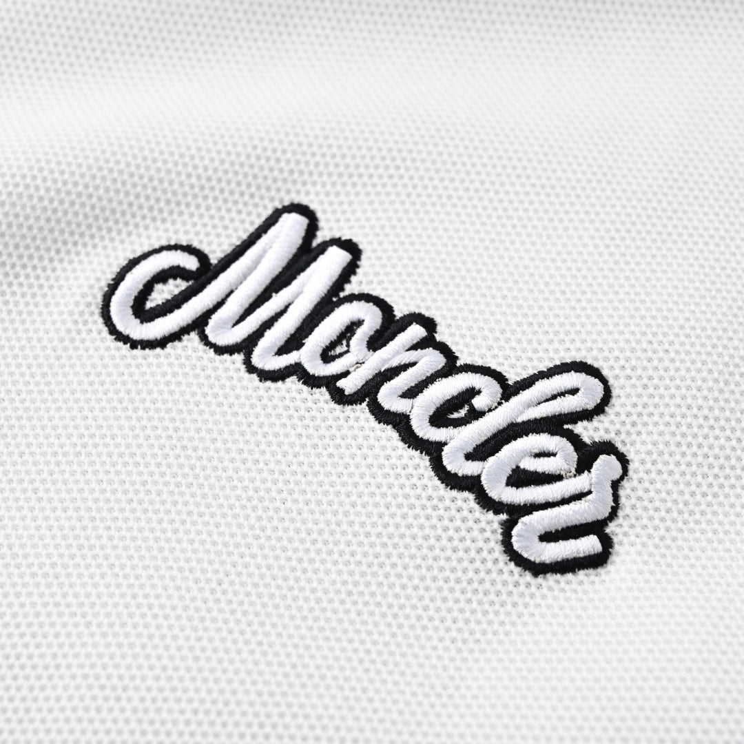 Moncler MC Signature Embroidered Polo Shirt – Premium Piqué Cotton Short Sleeve