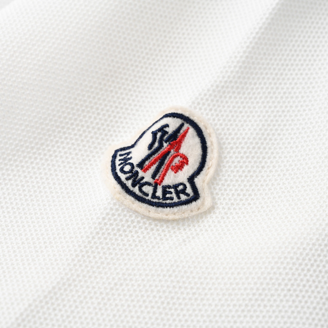 Moncler MC Signature Embroidered Polo Shirt – Premium Piqué Cotton Short Sleeve
