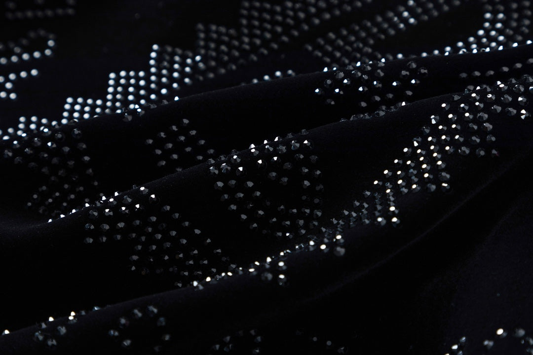 LV Fall Winter 2024 Men’s Velvet Baseball Jacket | Signature All-Over Logo Rhinestone Design