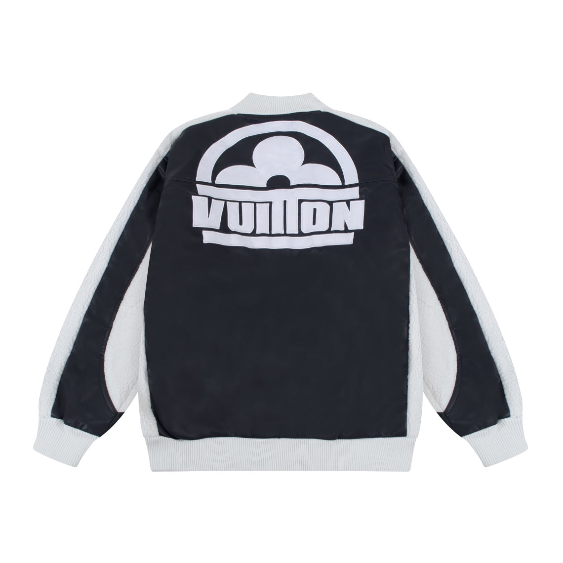 LV 2023 Shearling & Leather Baseball Jacket | Intricate Embroidery with Iconic Luxury