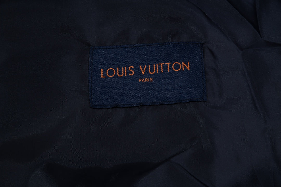 LV 2023 Shearling & Leather Baseball Jacket | Intricate Embroidery with Iconic Luxury