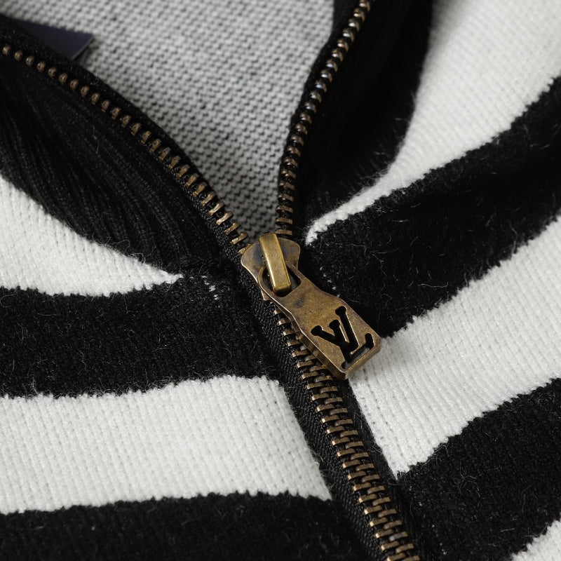 LV Fall 2024 Color-Block Wool Zip Cardigan | Unisex Urban Luxury