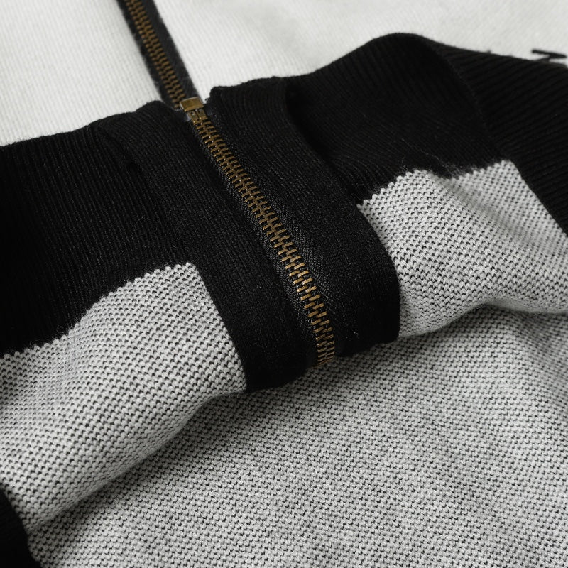 LV Fall 2024 Color-Block Wool Zip Cardigan | Unisex Urban Luxury