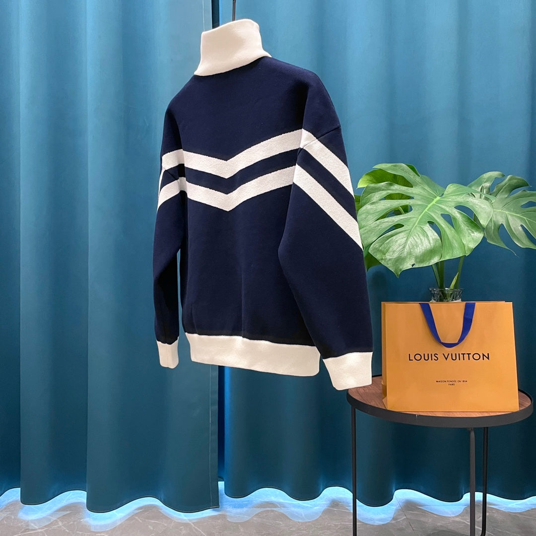 LV Louis Vuitton Jacquard Logo Wool Knit Zip Cardigan | Unisex Luxury Knitwear