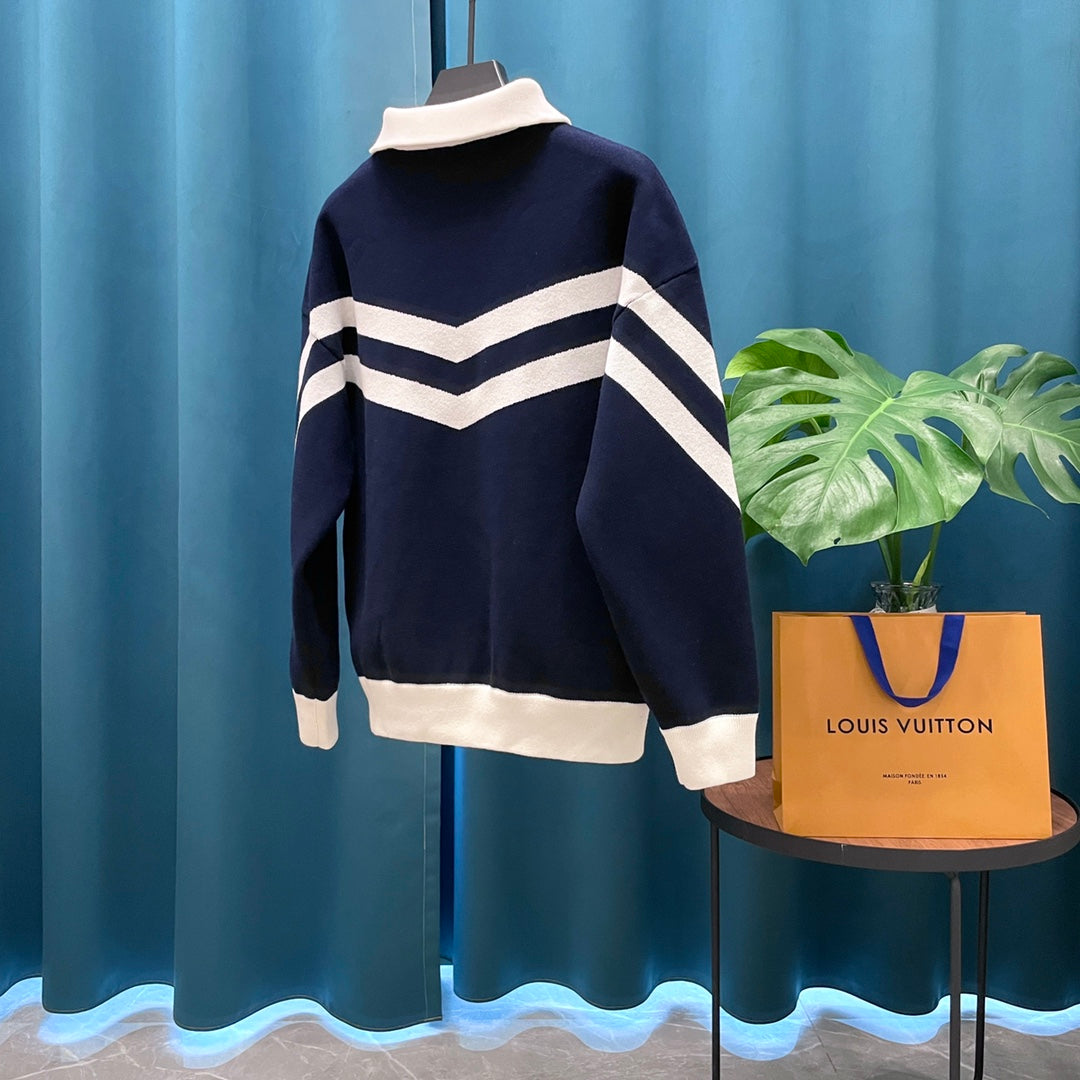 LV Louis Vuitton Jacquard Logo Wool Knit Zip Cardigan | Unisex Luxury Knitwear