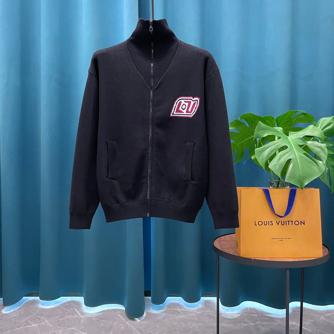 LV Louis Vuitton Jacquard Logo Wool Knit Cardigan | Unisex Heavyweight Luxury Sweater