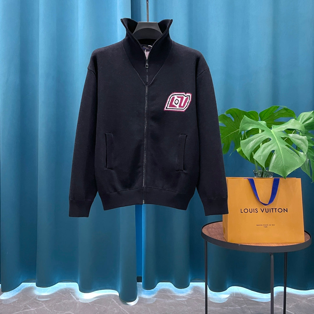 LV Louis Vuitton Jacquard Logo Wool Knit Cardigan | Unisex Heavyweight Luxury Sweater