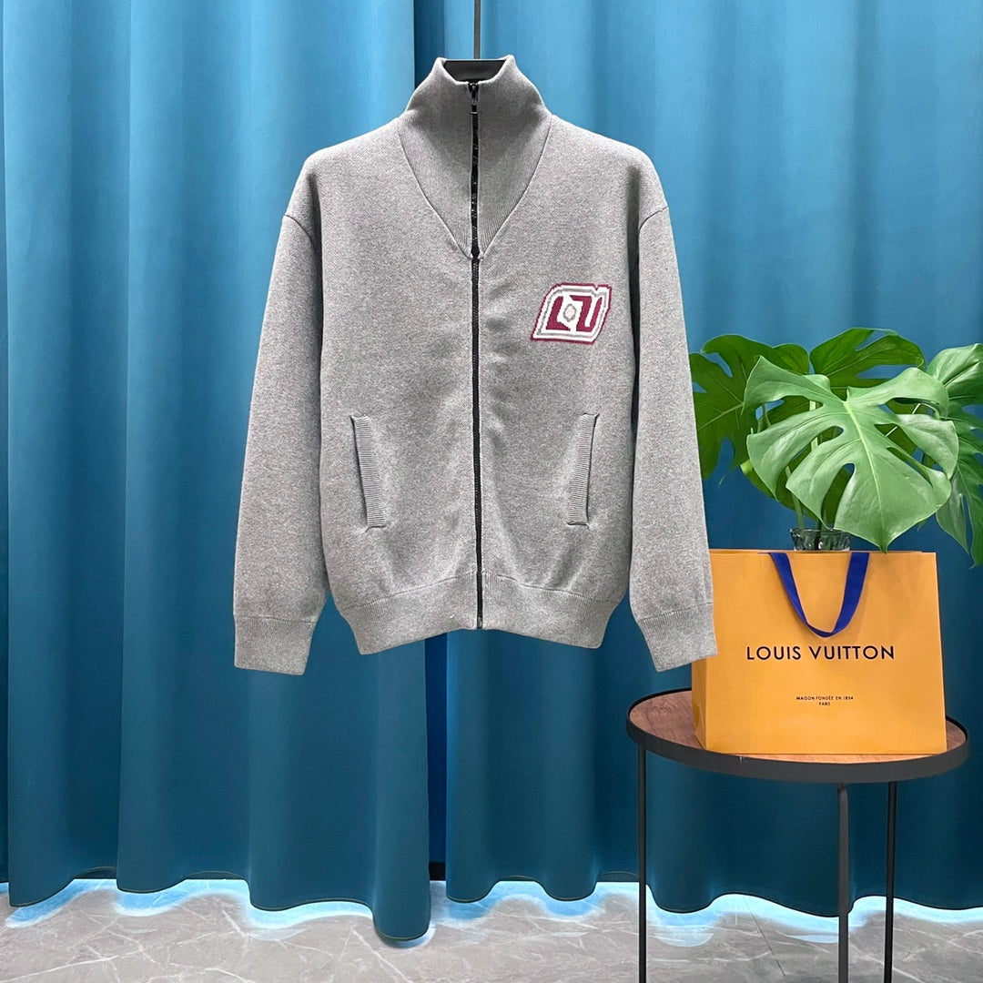 LV Louis Vuitton Jacquard Logo Wool Knit Cardigan | Unisex Heavyweight Luxury Sweater