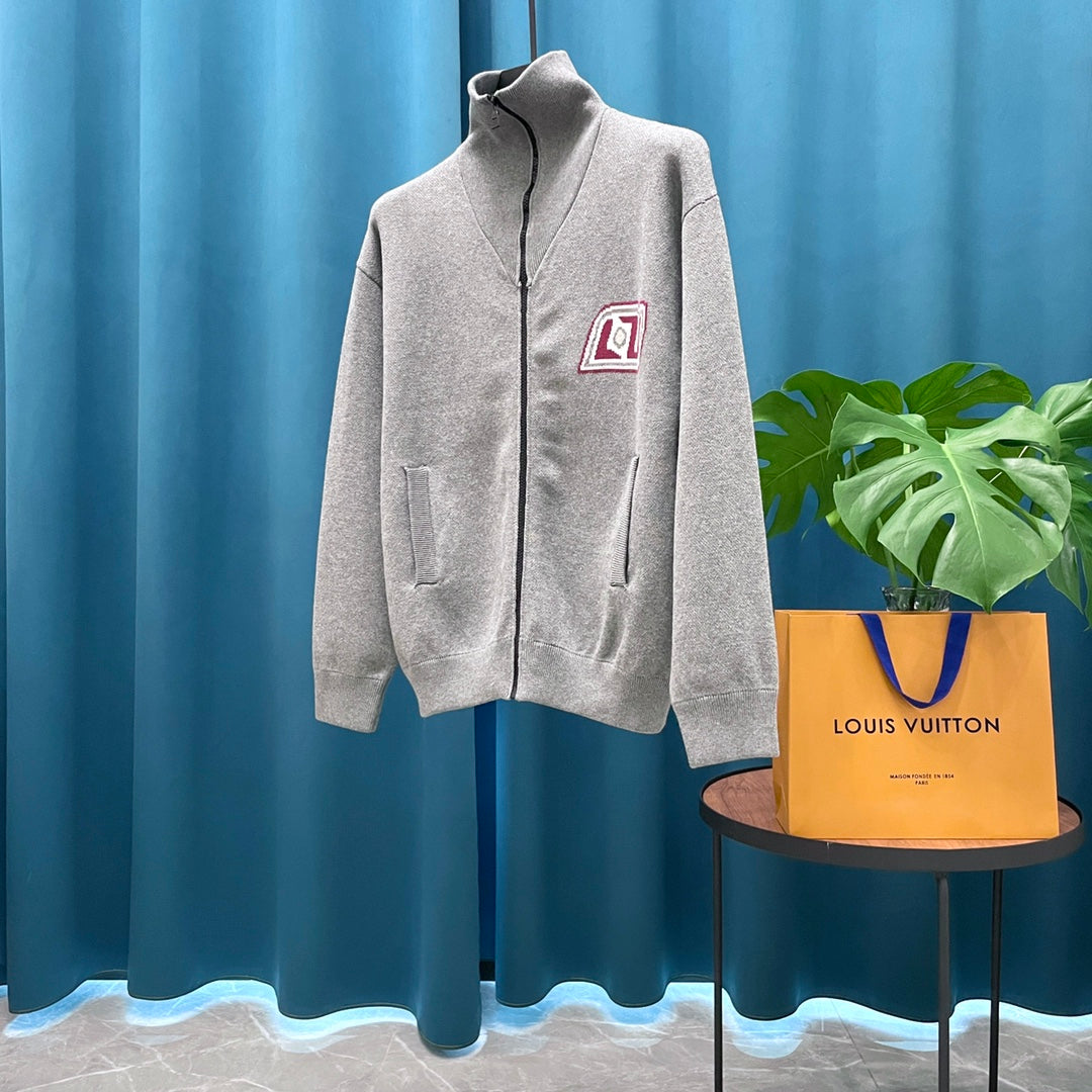 LV Louis Vuitton Jacquard Logo Wool Knit Cardigan | Unisex Heavyweight Luxury Sweater