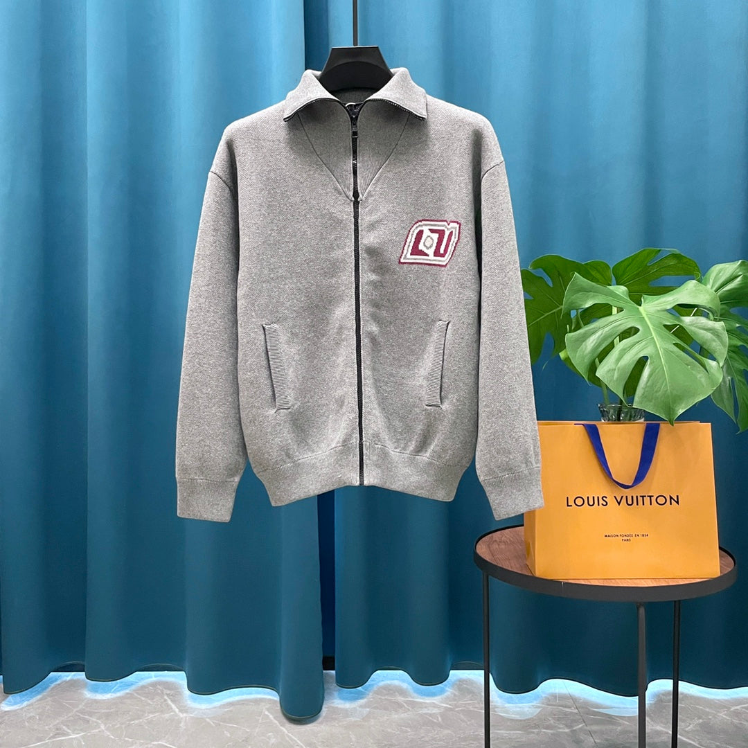LV Louis Vuitton Jacquard Logo Wool Knit Cardigan | Unisex Heavyweight Luxury Sweater