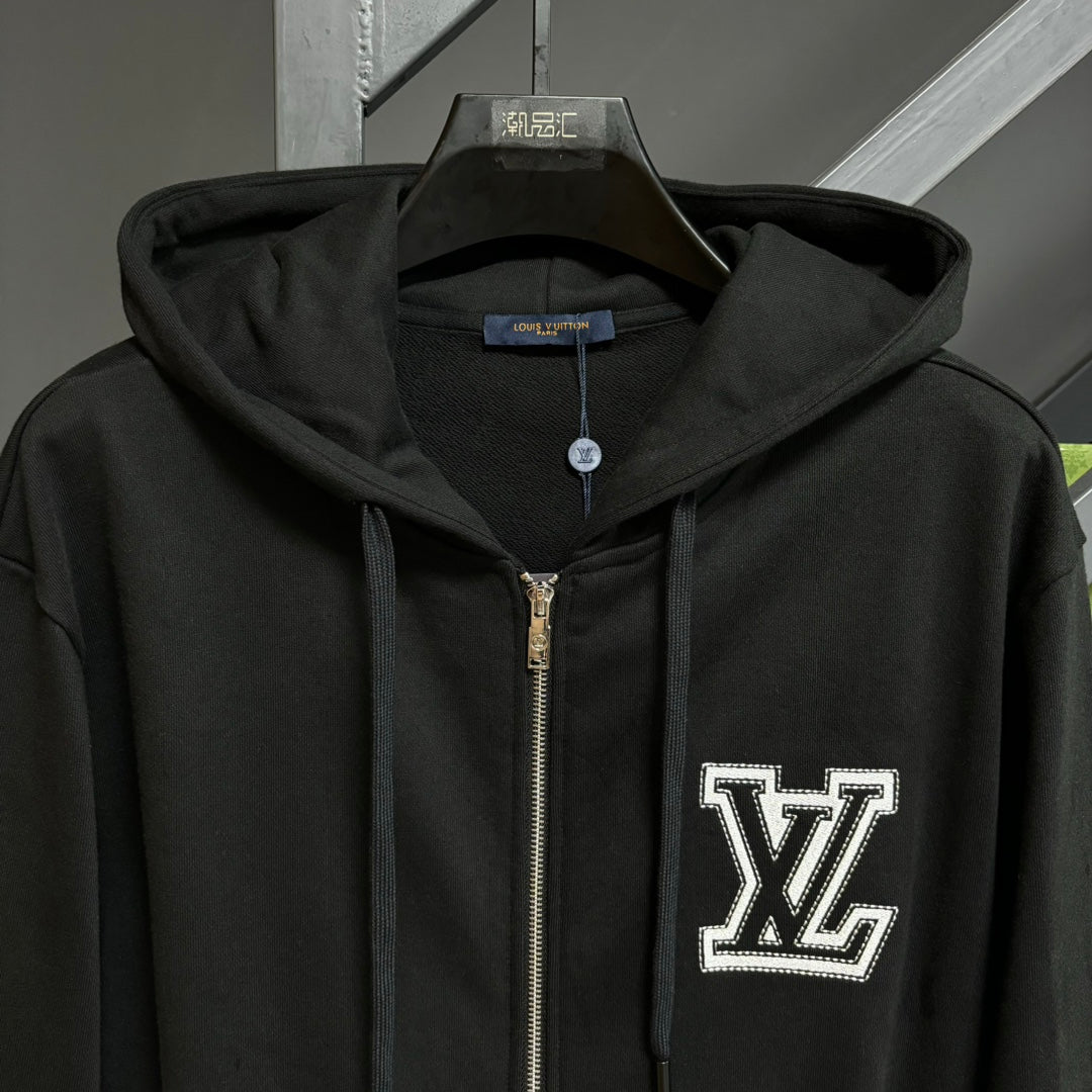 LOUIS VUITTON Classic Embroidered Logo Cotton Hoodie | Unisex Sweatshirt S-XL