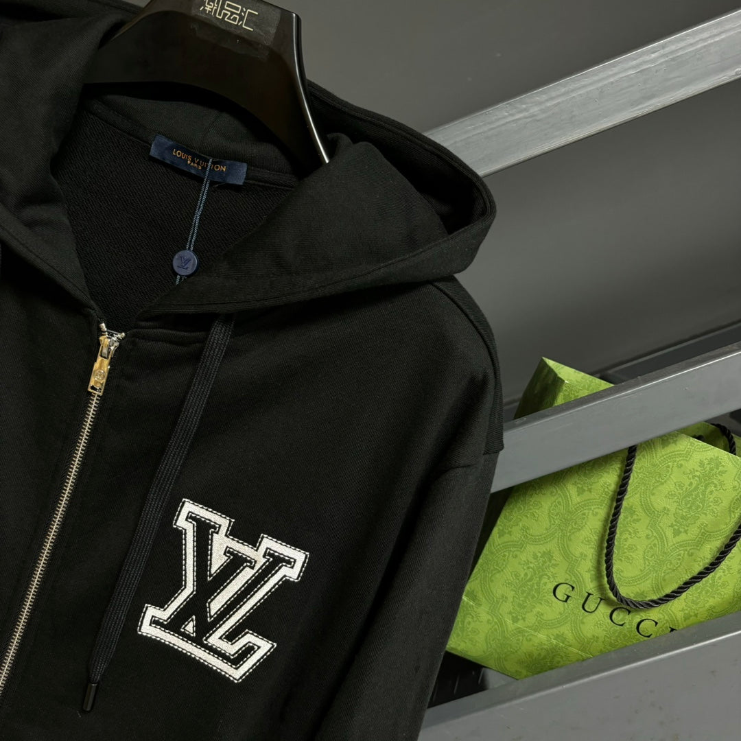 LOUIS VUITTON Classic Embroidered Logo Cotton Hoodie | Unisex Sweatshirt S-XL
