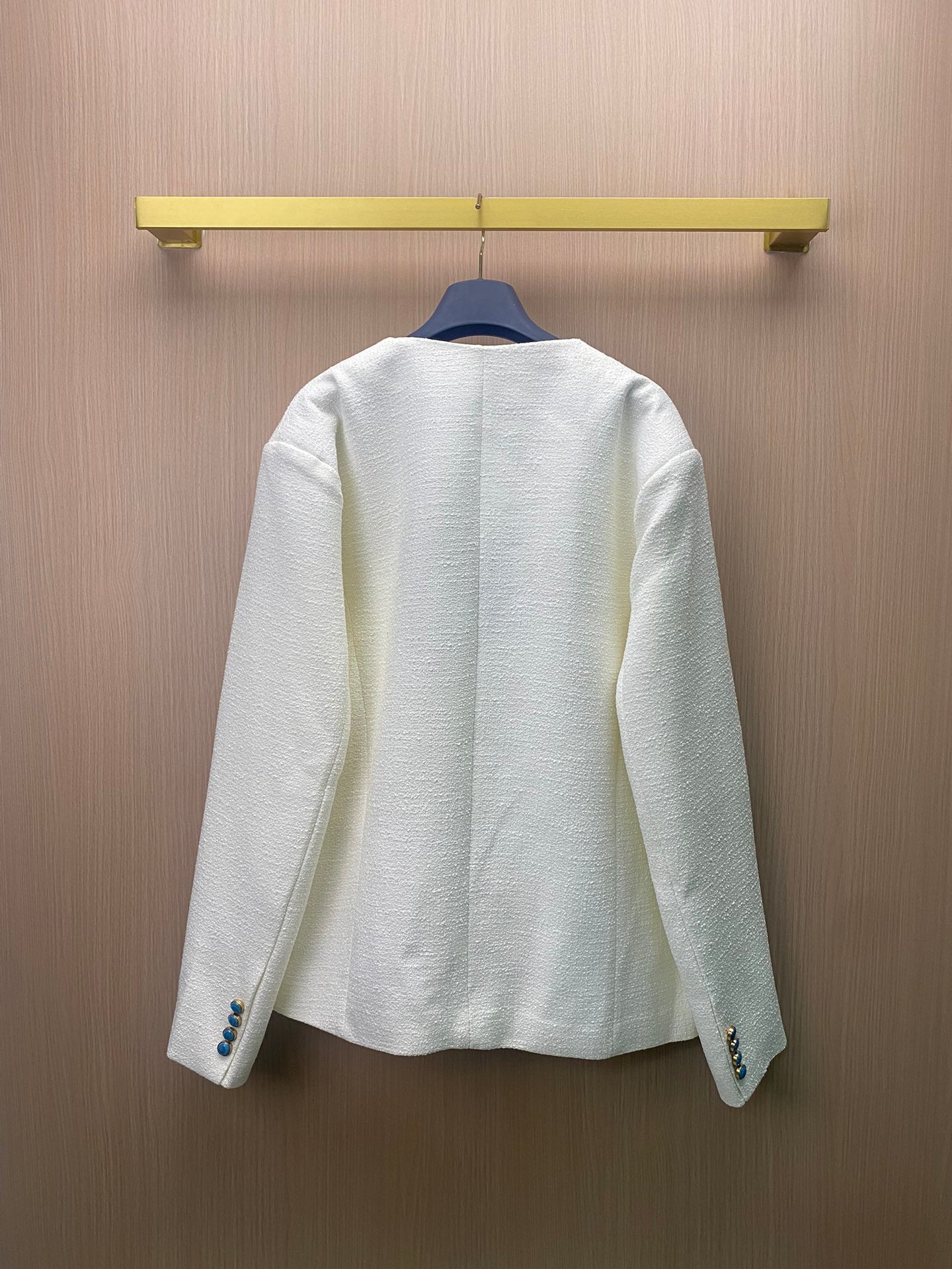 LOUIS VUITTON 24SS White Turquoise-Style Tweed Jacket | Wool Blend with Custom Hardware