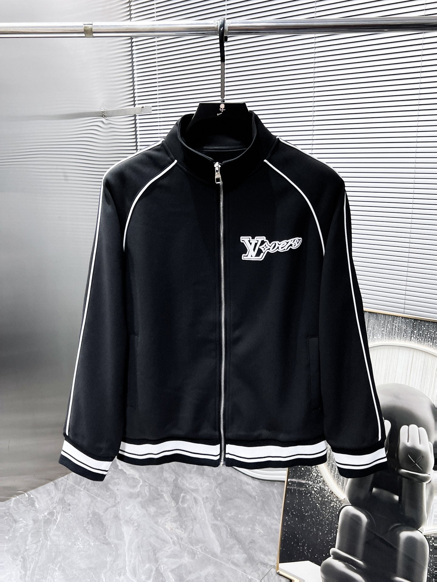 LV Men’s 2024SS Logo Tracksuit – Premium Custom Fabric, Zip Jacket & Joggers, Casual Luxury
