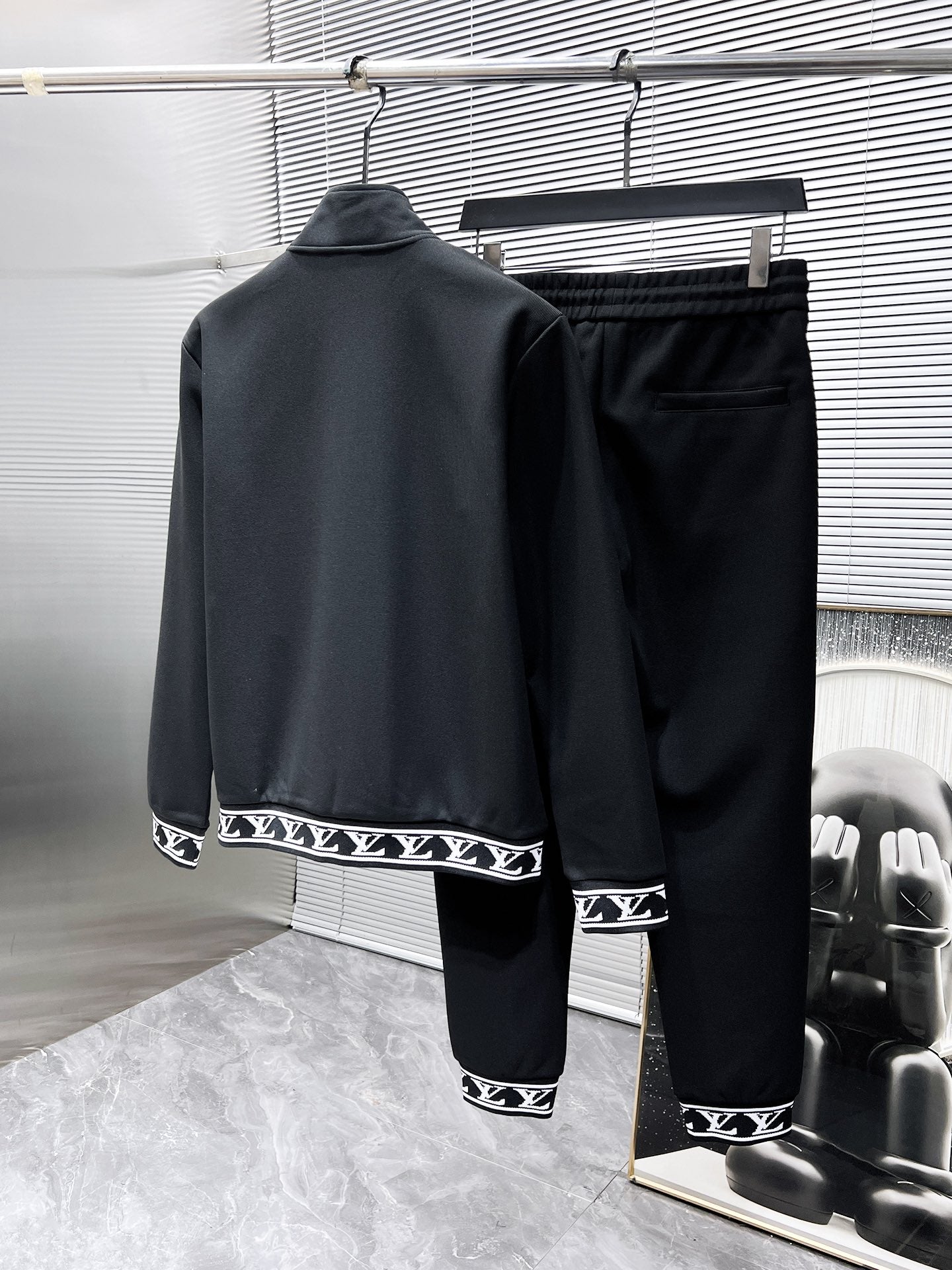 LV Men’s 2024SS Logo Tracksuit – Custom Exclusive Fabric, Zip Jacket & Joggers, Luxury Casualwear