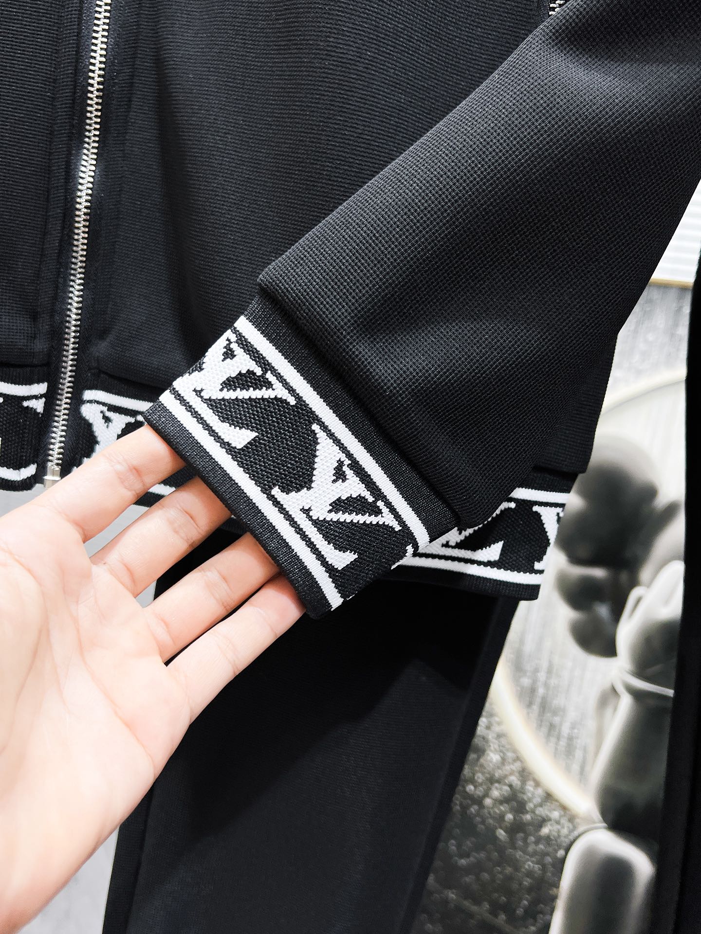 LV Men’s 2024SS Logo Tracksuit – Custom Exclusive Fabric, Zip Jacket & Joggers, Luxury Casualwear